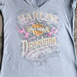 Harley-Davidson Gray V-Neck T-Shirt